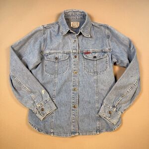 AVIREX Jean 90s Y2K Denim Shirt Classic Dungaree Brand Medium Snap Front